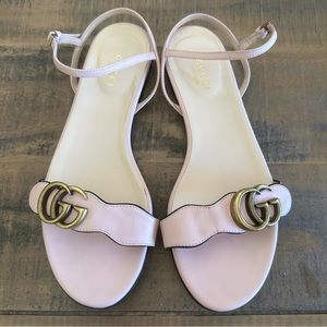 Gucci Marmont Flat Sandals Pink